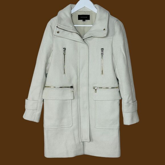 Ann Taylor Jackets & Blazers - Ann Taylor Longline Virgin Wool Peacoat Oatmeal Full Zip Women's Small NWOT